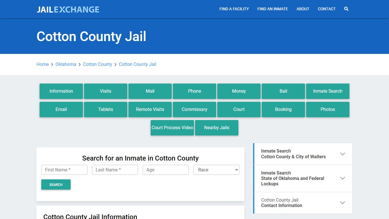 Cotton County Jail Roster Lookup, OK, Inmate Search